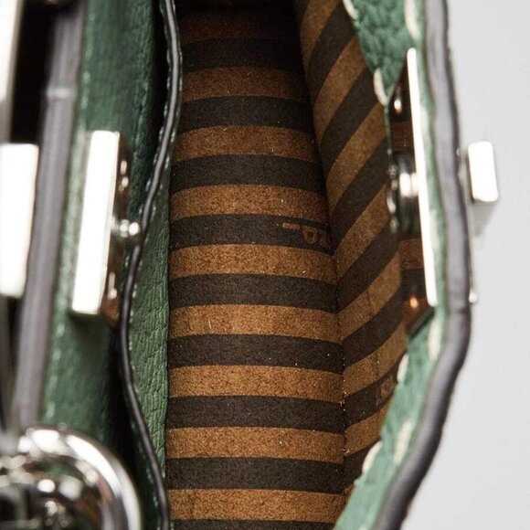 Fendi Menta Pebbled Leather/Snakeskin Nano Peekaboo Maxi Handle Bag - 7AS106 - Picture 12 of 12